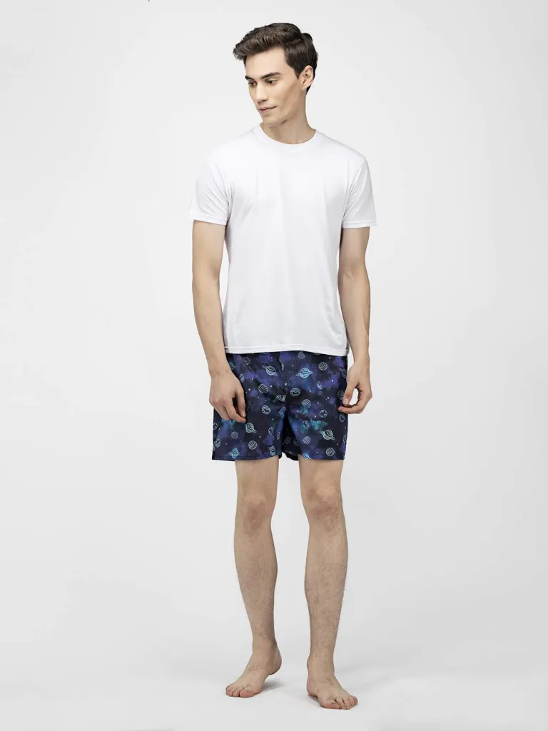 Blue Galaxy Mens Boxers. Whats Down men's printed cotton poplin boxers