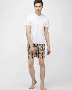 Brown Old Tech Mens Boxers. Whats Down men's printed cotton poplin boxers