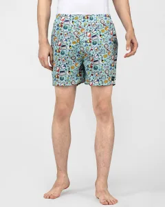 Blue Doodles Mens Boxers. Whats Down men's printed cotton poplin boxers, front view