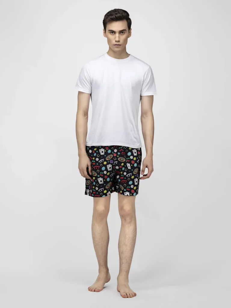 Black Casino Mens Boxers. Whats Down men's printed cotton poplin boxers