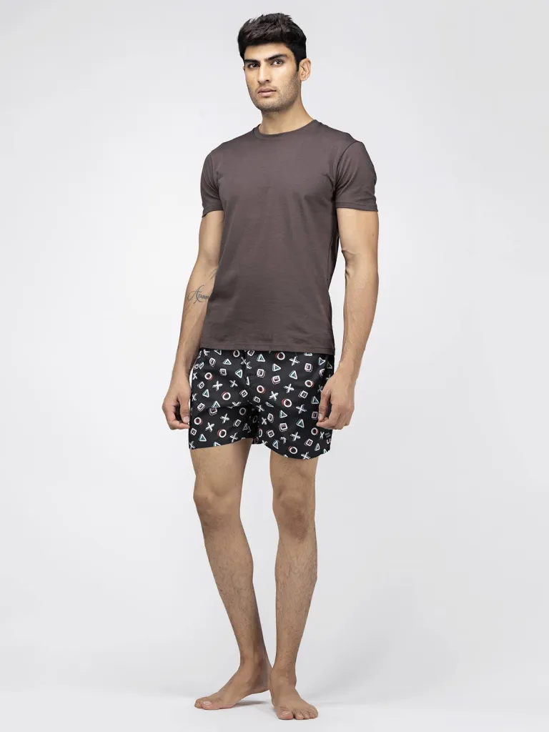 Black Playstation Mens Boxers. Whats Down men's printed cotton poplin boxers