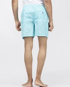 Blue Mosaic Mens Boxers. Whats Down men's printed cotton poplin boxers, print close-up