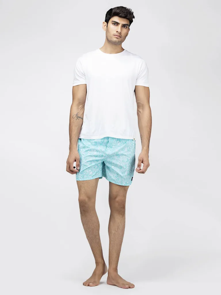 Blue Mosaic Mens Boxers. Whats Down men's printed cotton poplin boxers
