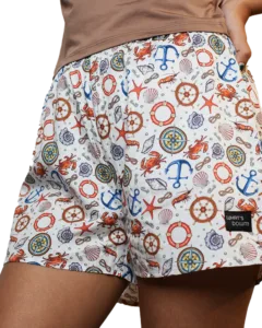 Whats Down White Nautical women's printed cotton boxers. Print detail
