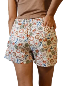 Whats Down White Nautical women's printed cotton boxers. Back detail