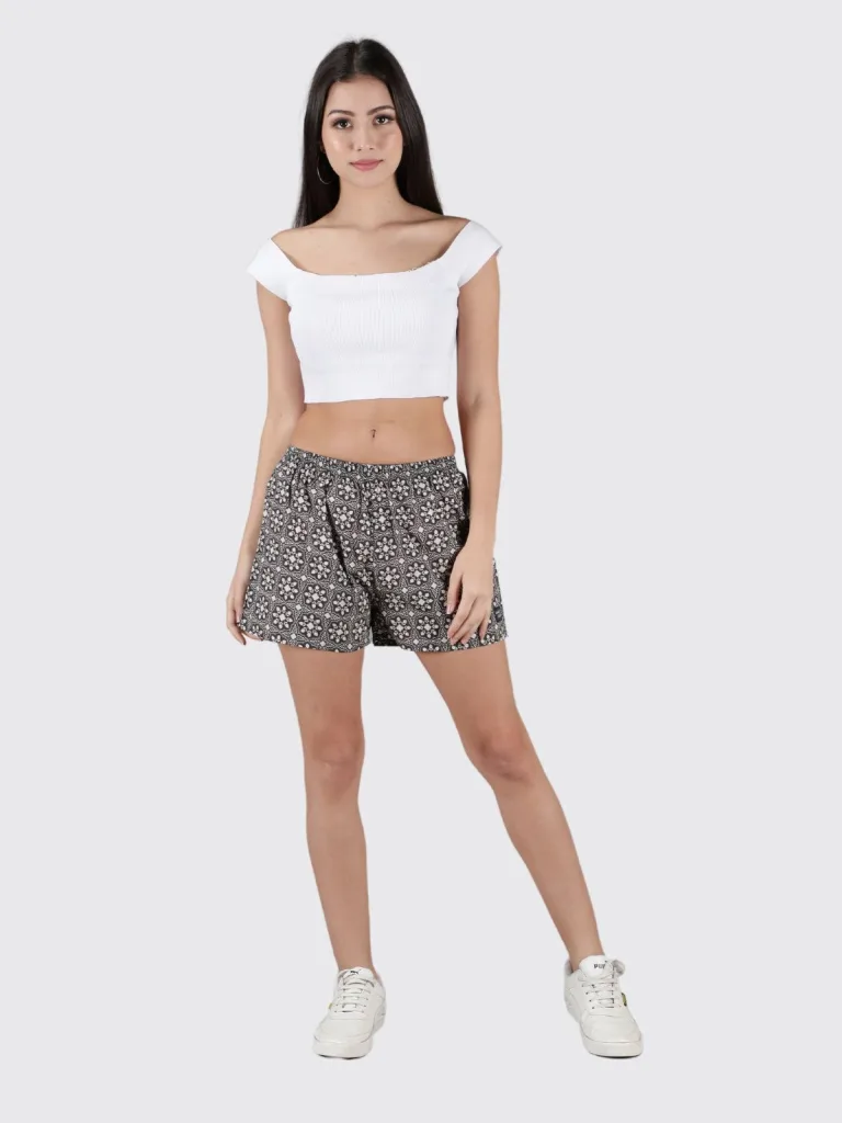 Black & White Roses Womens Boxers. Whats Down women's printed cotton poplin boxers
