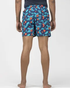 Blue Mistletoe Mens Boxers. Whats Down men's printed cotton poplin boxers, print close-up