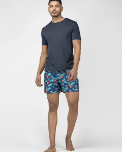 Blue Mistletoe Mens Boxers. Whats Down men's printed cotton poplin boxers