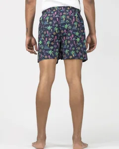 Blue Nautical Mens Boxers. Whats Down men's printed cotton poplin boxers, print close-up