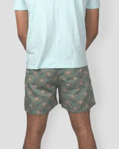 Green Dynasty Mens Boxers. Whats Down men's printed cotton poplin boxers, back view