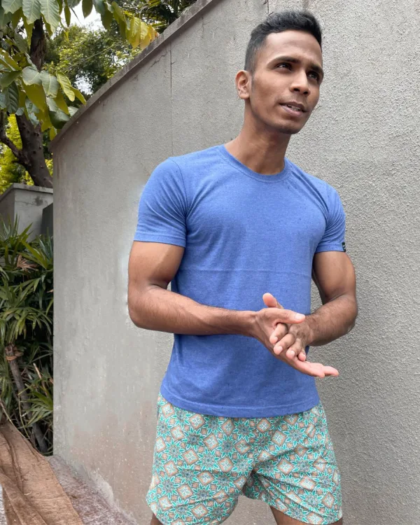 Green Dynasty Mens Boxers. Whats Down men's printed cotton poplin boxers, print close-up