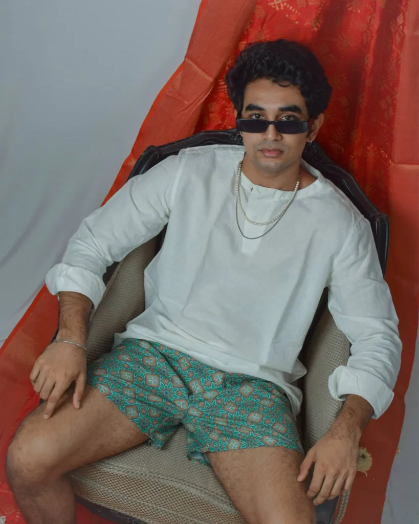 Green Dynasty Mens Boxers. Whats Down men's printed cotton poplin boxers, on model