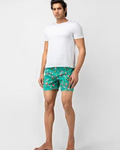 Green Musical Mens Boxers. Whats Down men's printed cotton poplin boxers, waistband detail