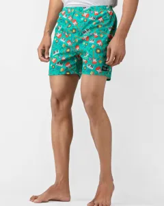 Green Musical Mens Boxers. Whats Down men's printed cotton poplin boxers, front view