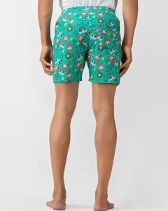 Green Musical Mens Boxers. Whats Down men's printed cotton poplin boxers, back view