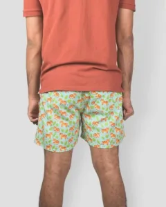 Green Sher Khan Mens Boxers. Whats Down men's printed cotton poplin boxers, back view