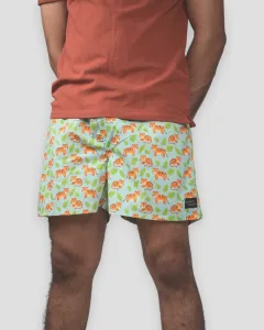 Green Sher Khan Mens Boxers. Whats Down men's printed cotton poplin boxers, side view
