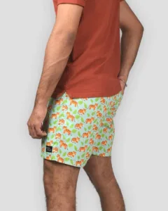 Green Sher Khan Mens Boxers. Whats Down men's printed cotton poplin boxers, front view